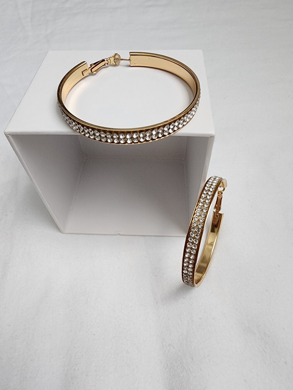 Gold Crystal Hoop Earrings - Women Jewelry
